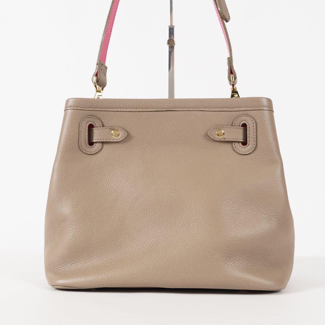 【未使用✨】ADMJ ショルダーバッグ レザー 南京錠チャーム付き グレージュ