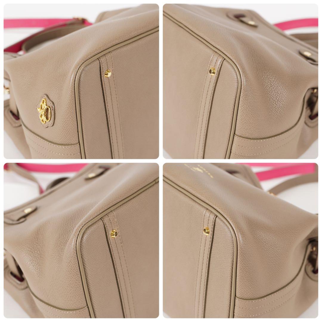 【未使用✨】ADMJ ショルダーバッグ レザー 南京錠チャーム付き グレージュ