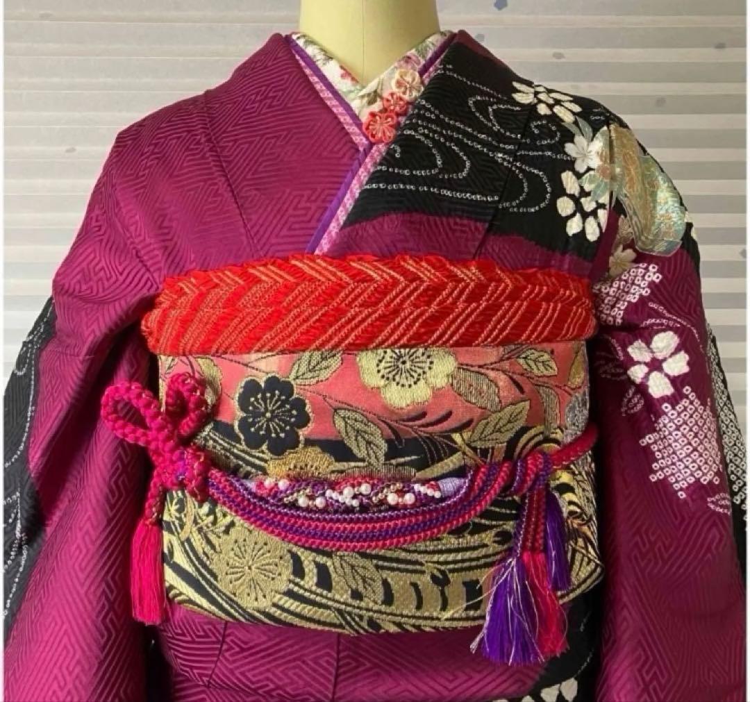 大特価SALE中★振袖セット【6点】★古典柄★紫色★豪華な成人式に★