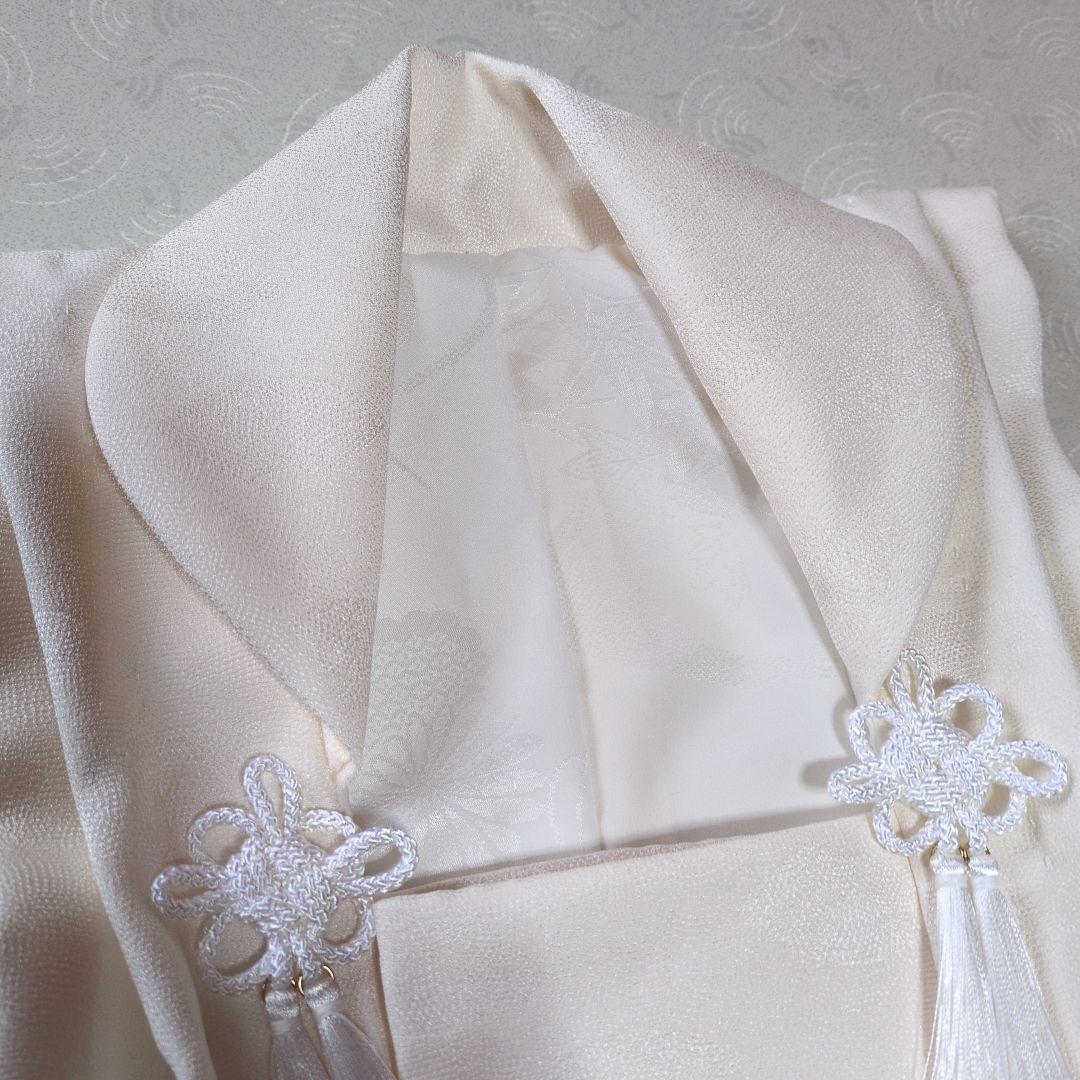 七五三３歳正絹縮緬扇柄の被布（中綿無し）ミルキーホワイト