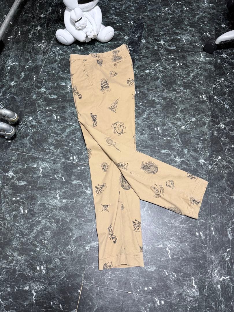 POLO RALPH LAUREN チノパンツ 総柄　手描き　トラウザーズ　32