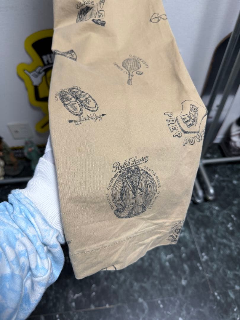 POLO RALPH LAUREN チノパンツ 総柄　手描き　トラウザーズ　32