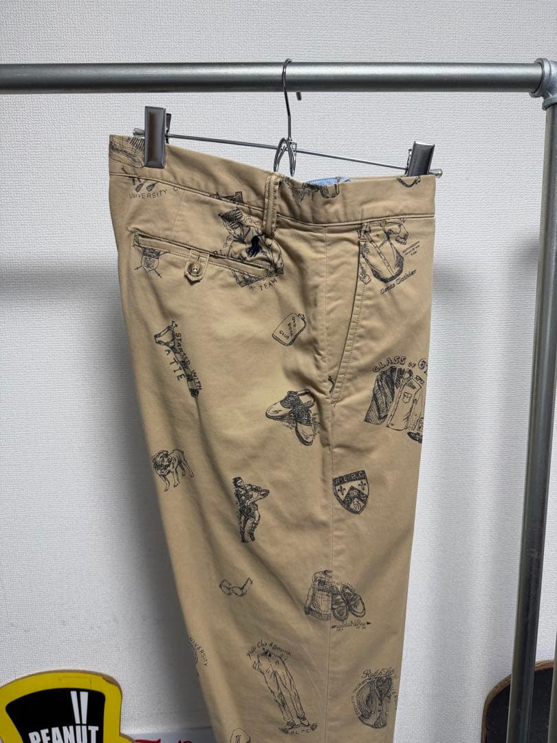 POLO RALPH LAUREN チノパンツ 総柄　手描き　トラウザーズ　32