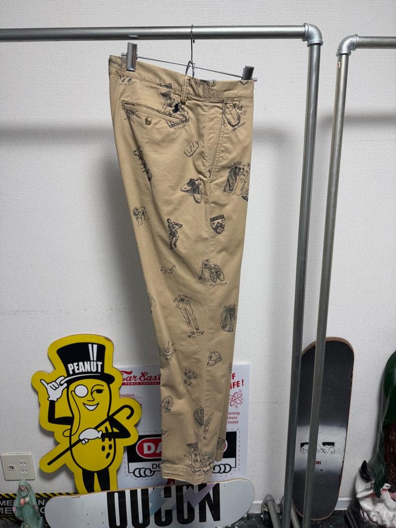 POLO RALPH LAUREN チノパンツ 総柄　手描き　トラウザーズ　32