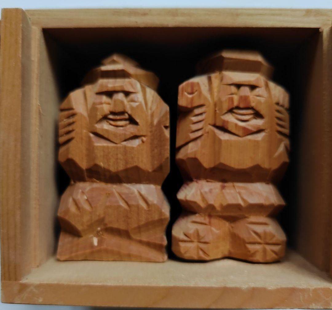 木彫り　大黒様恵比寿神　大黒天　二福神　4点セット　美品
