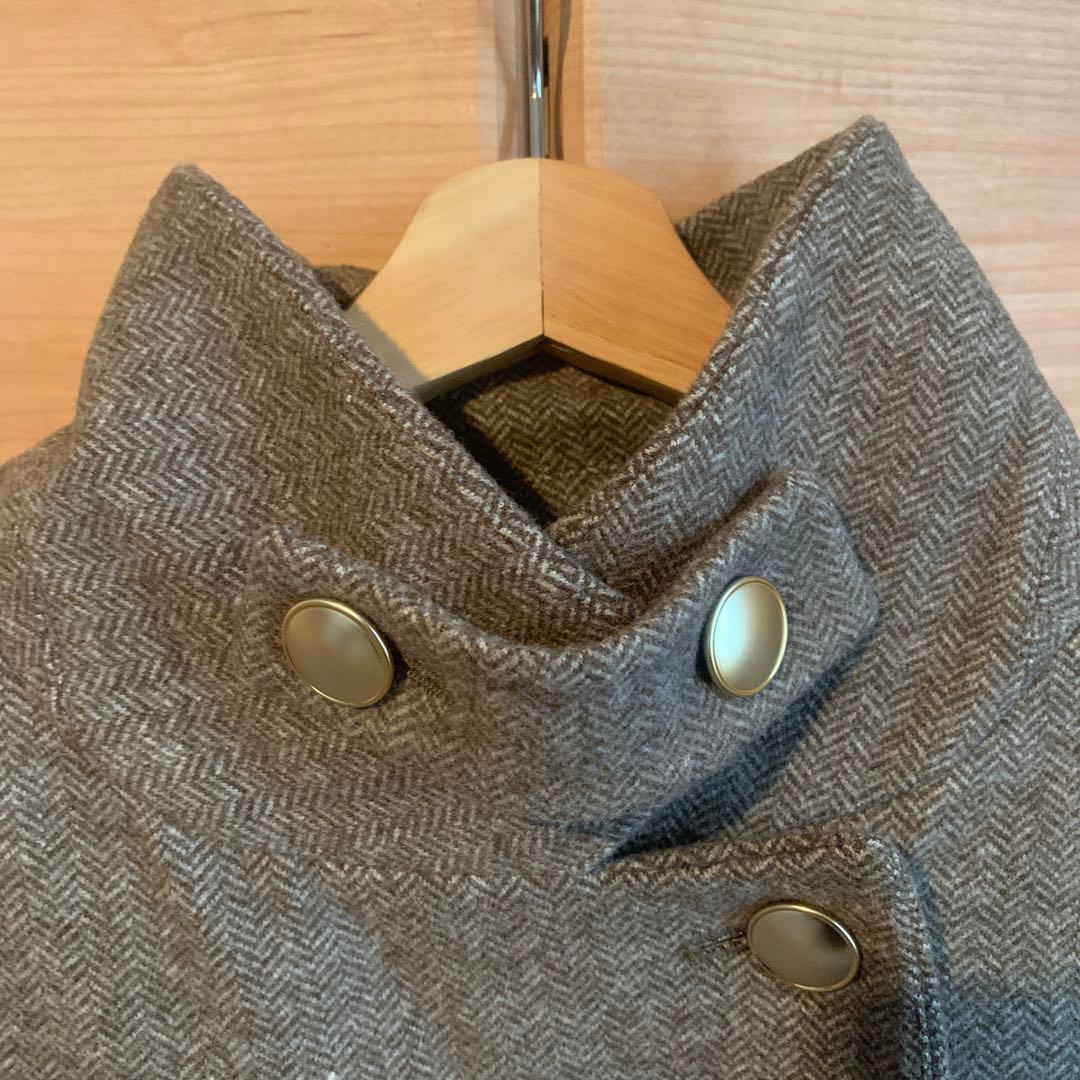 GLOBAL WORK 軽やかストレッチ衿2WAYコート　ヘリンボーン　L