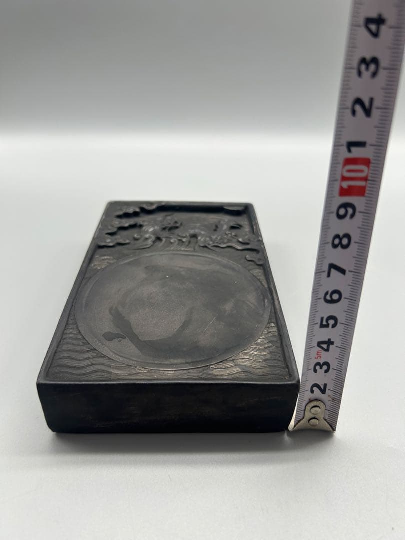 【骨董品】中国古硯　波と龍の彫刻 硯箱