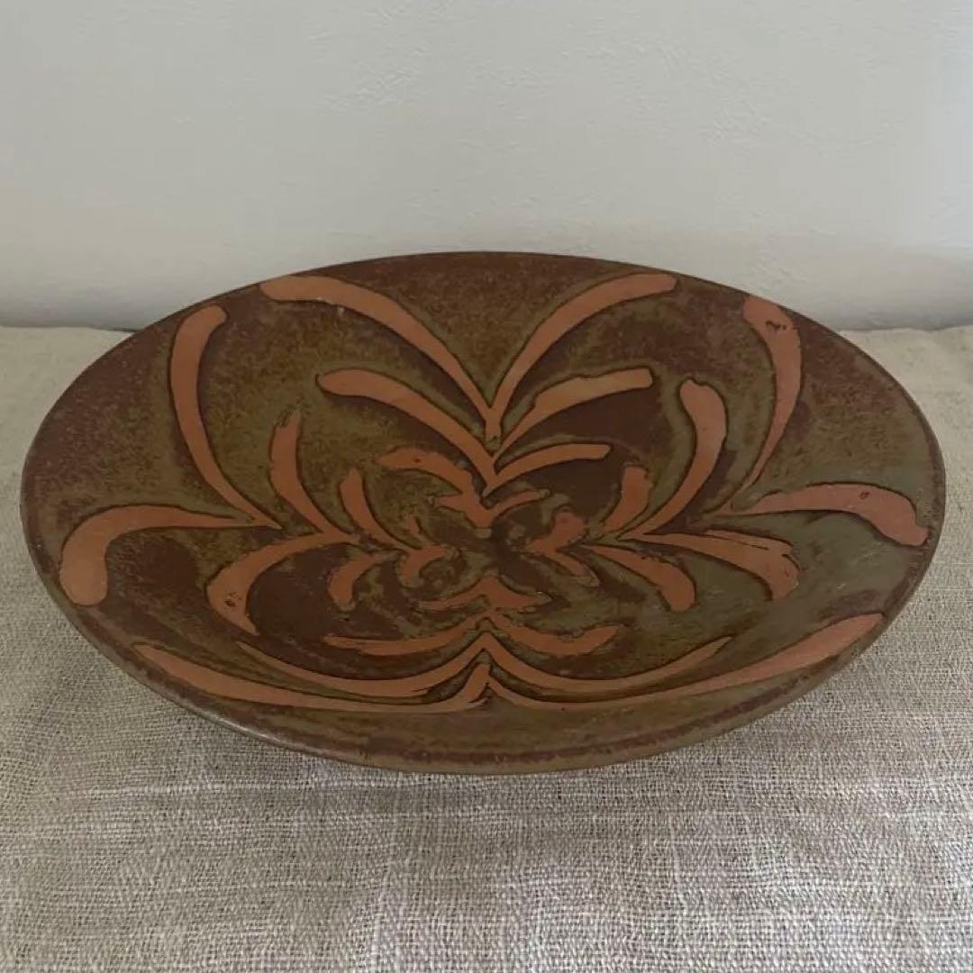 沖縄　大嶺實清　1990年代作品　花紋蝋抜き皿