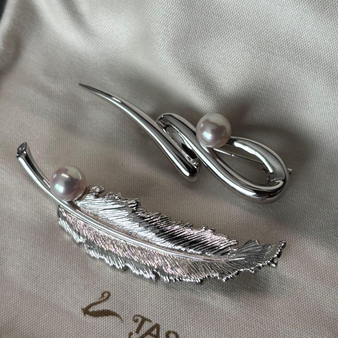 極美品　TASAKI　ブローチ 2点セット　田崎 真珠 パール シルバー 羽