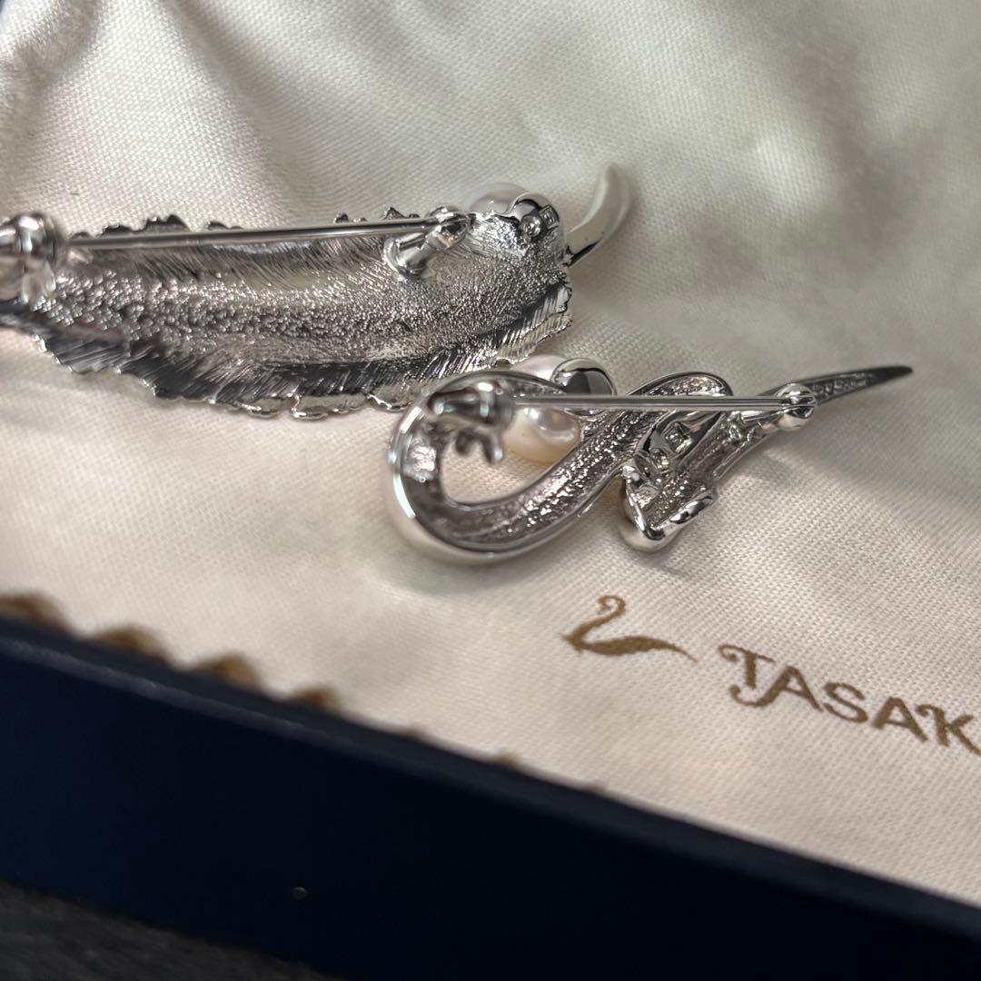 極美品　TASAKI　ブローチ 2点セット　田崎 真珠 パール シルバー 羽