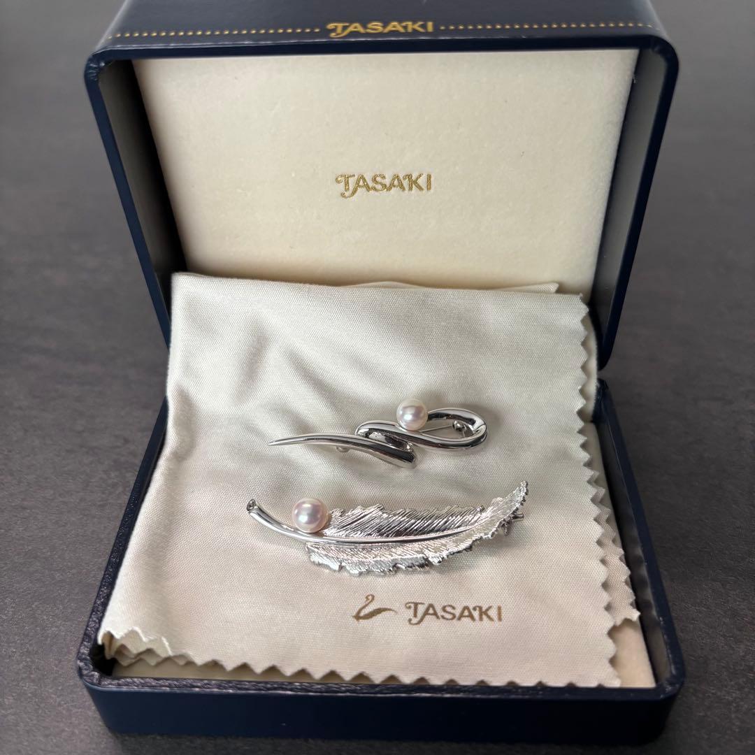 極美品　TASAKI　ブローチ 2点セット　田崎 真珠 パール シルバー 羽