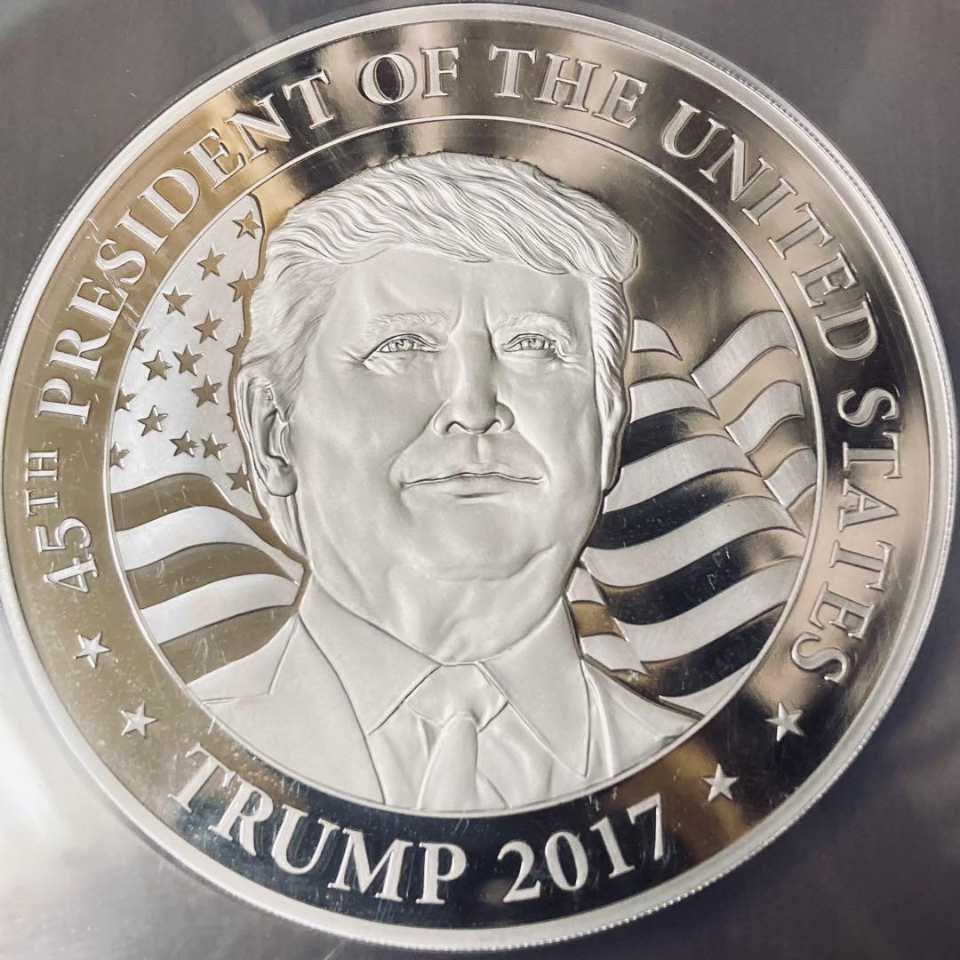 【最高鑑定70】トランプ大統領　大型1オンス　プルーフ銀貨　ギニア　2017年