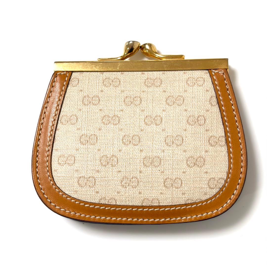 GUCCI グッチ GG柄 がま口 ケース 小銭入れ ベージュ ブラウン