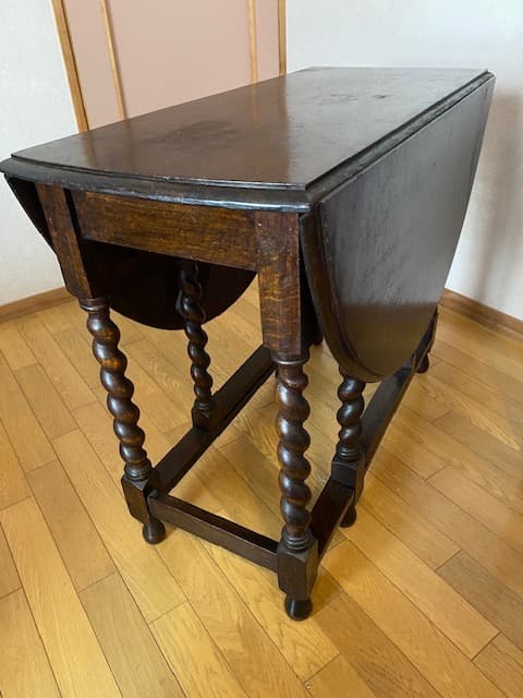 イギリス　アンティーク 木製 ドロップリーフテーブル　バタフライテーブル