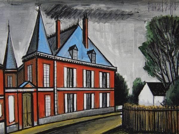 ベルナール・ビュッフェ、「青い屋根の家」、希少な画集より