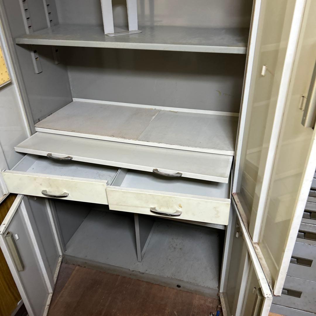 グレーキャビネット 収納棚 3段 2引き出し180cm90cm40cm