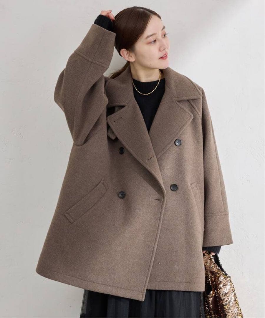 IENA ダブルブレストハーフコート36
