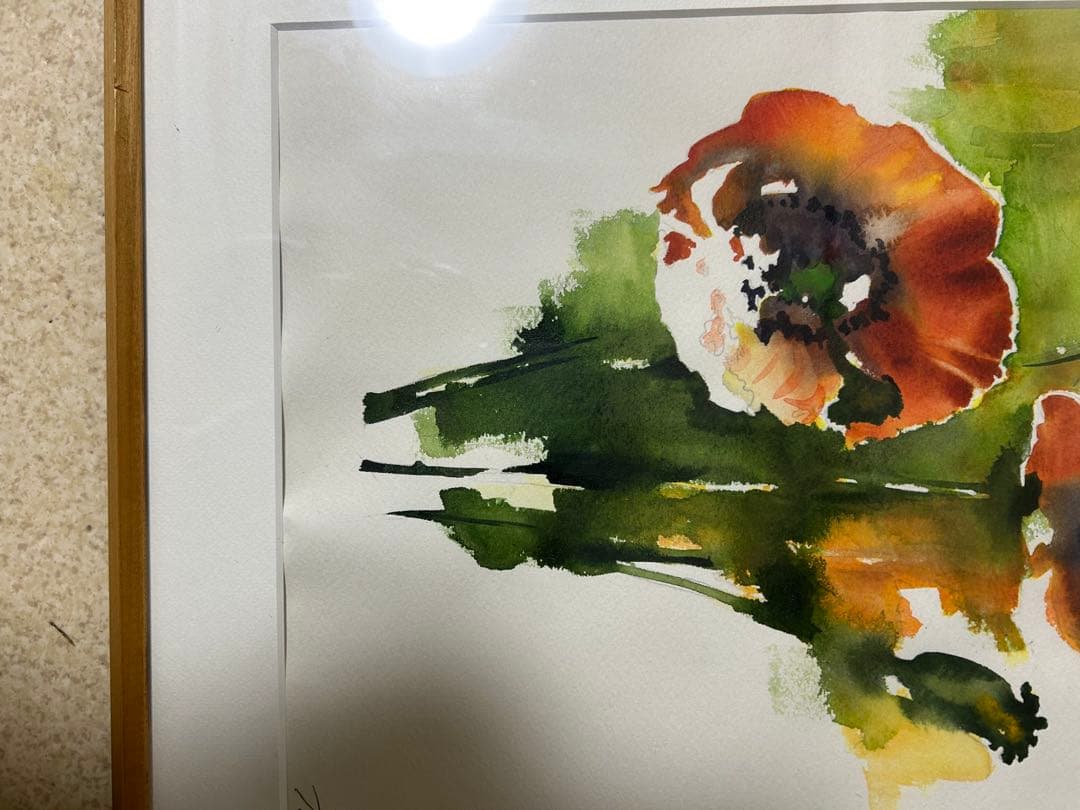 絵画　花　アネモネ　木製額装