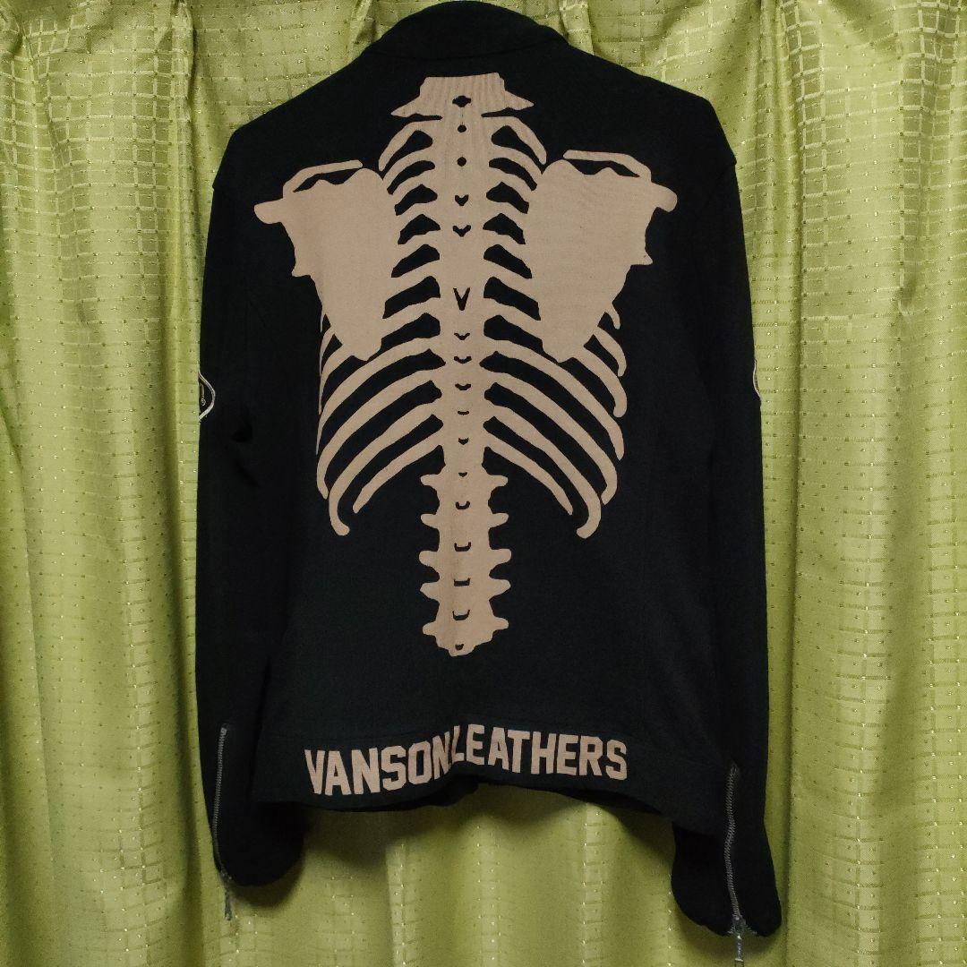 希少 VANSON バンソン シングル ライダース ジャケット スカル ボーン