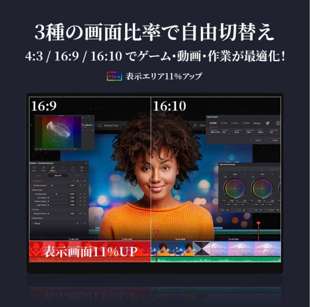 モバイルモニター 15インチ 4K タッチパネル ポータブルモニター USB