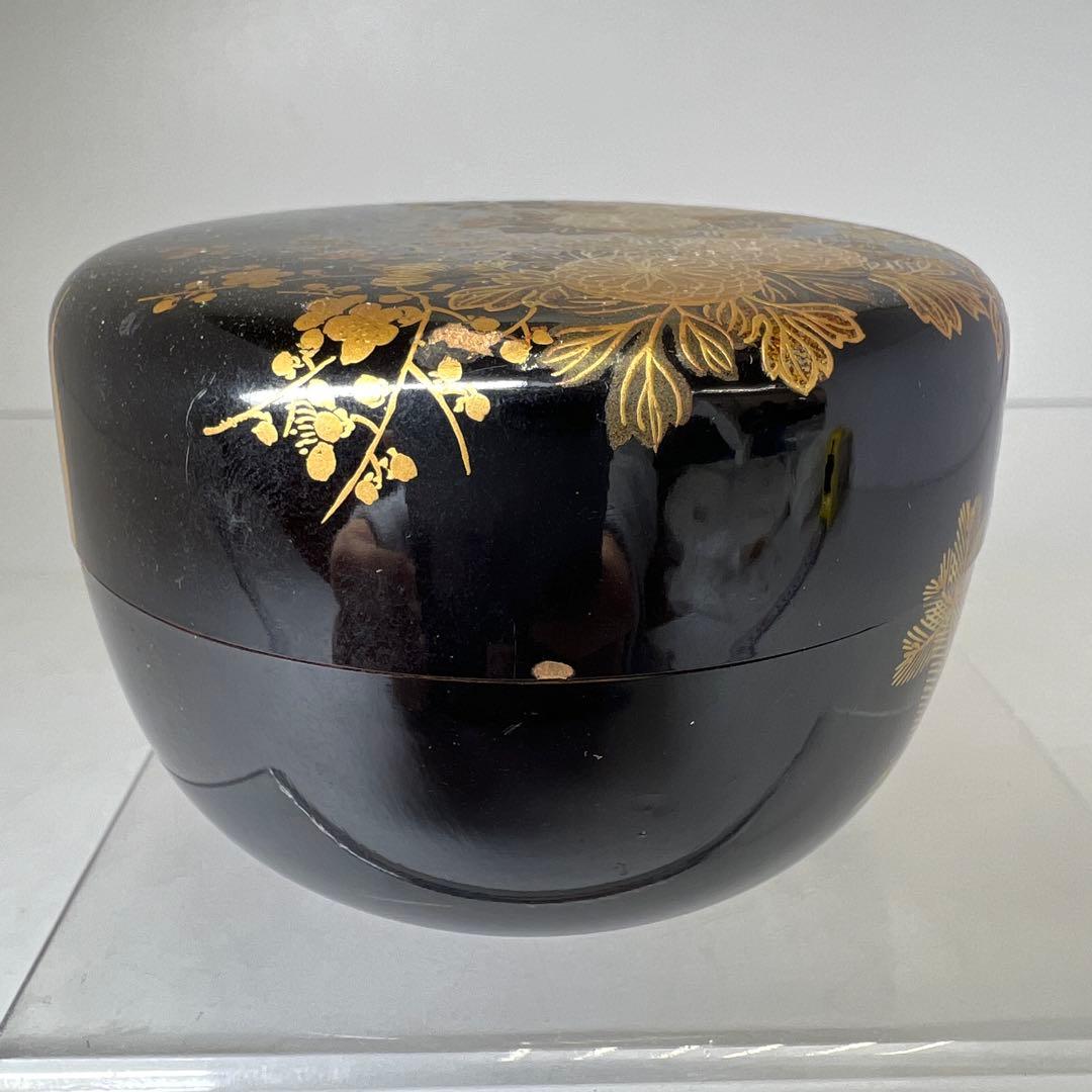 ☆茶3 哲山　四季草花　平棗　共箱　口径8cm 東K8-0125②