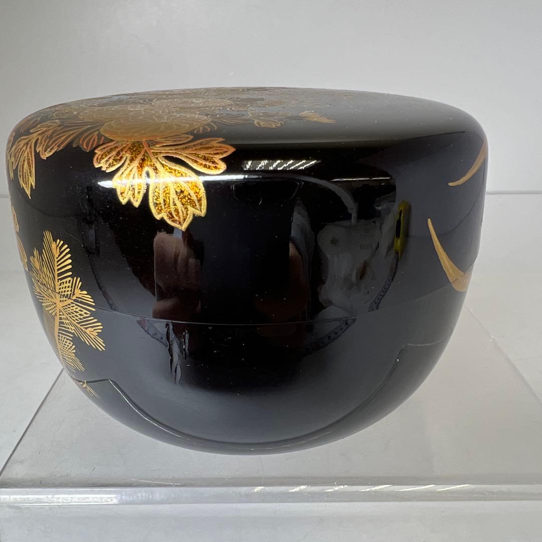 ☆茶3 哲山　四季草花　平棗　共箱　口径8cm 東K8-0125②