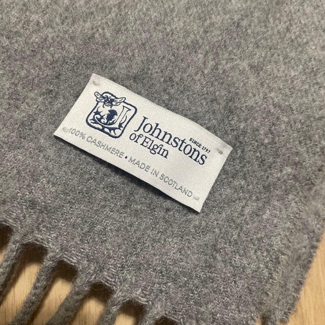 Johnstons of Elgin グレー カシミヤ 100%マフラー