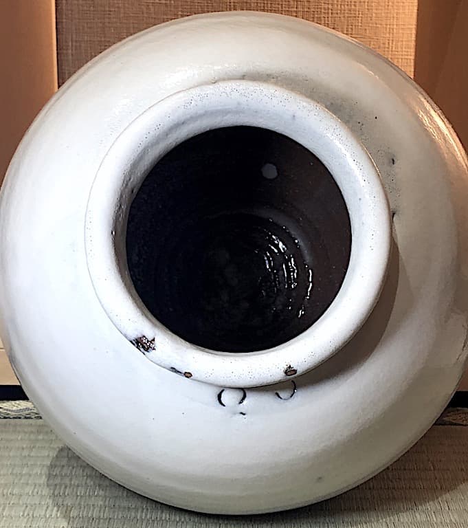 萩焼　三輪栄造作　壺　無傷保証　共箱　古物