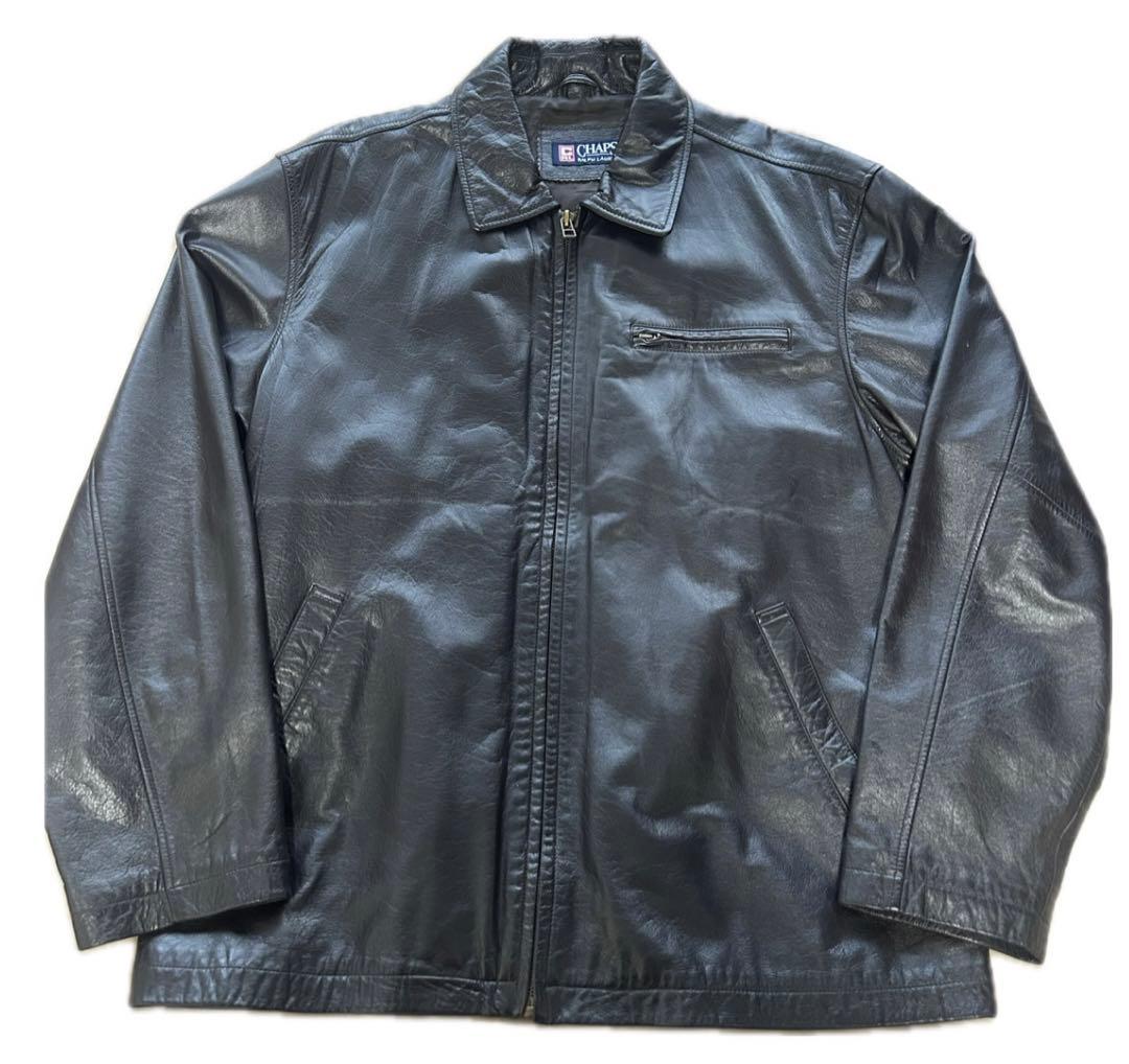 CHAPS ブラック シングルライダースジャケット