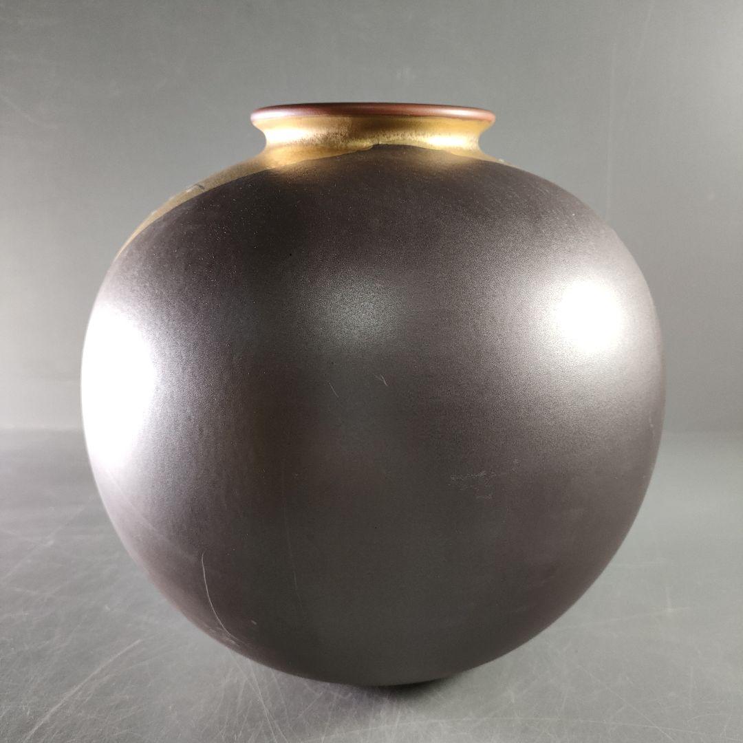 A885-1/九谷焼/九谷宗秀 造/金彩花草文花瓶/花器/華道具/