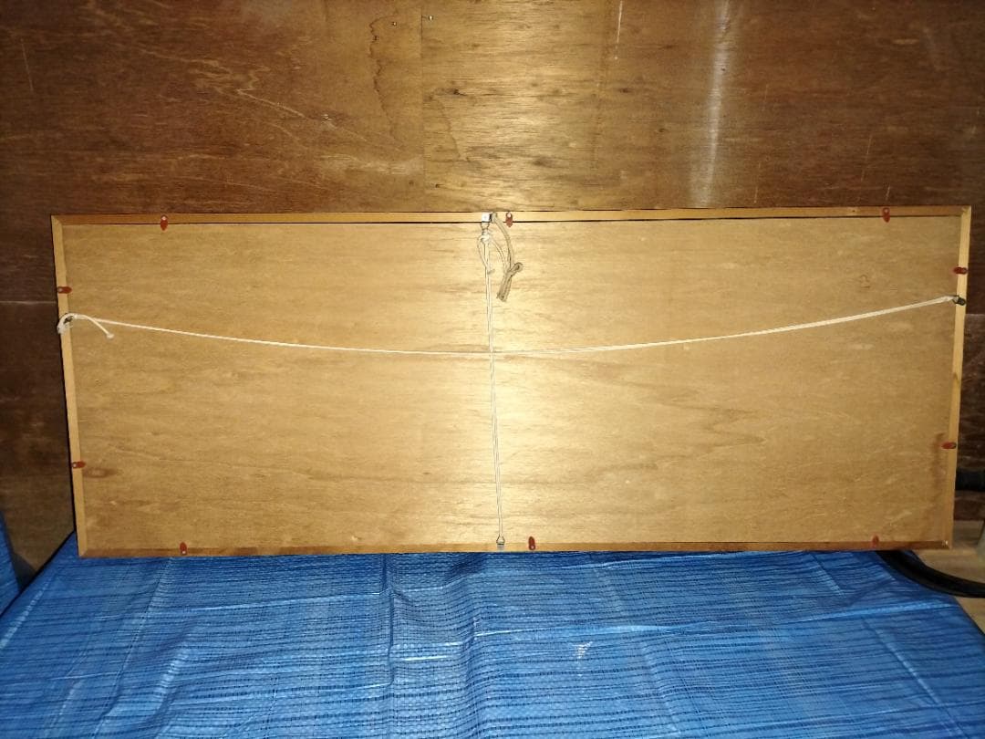 貴石画 宝石画 ストーンアート 3連 錦鯉 中古美品