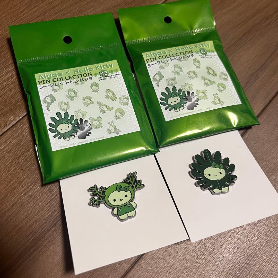 万博　日本館　キティ　ピンバッジ　ワカメ　もずく　藻類