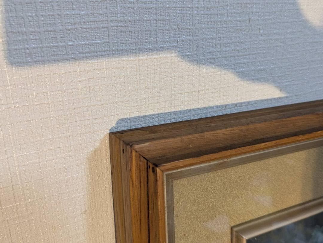 【真作】絵画　油彩10号　渓谷の舟行　雄大な山水と静けさの漂う風景画　Y52