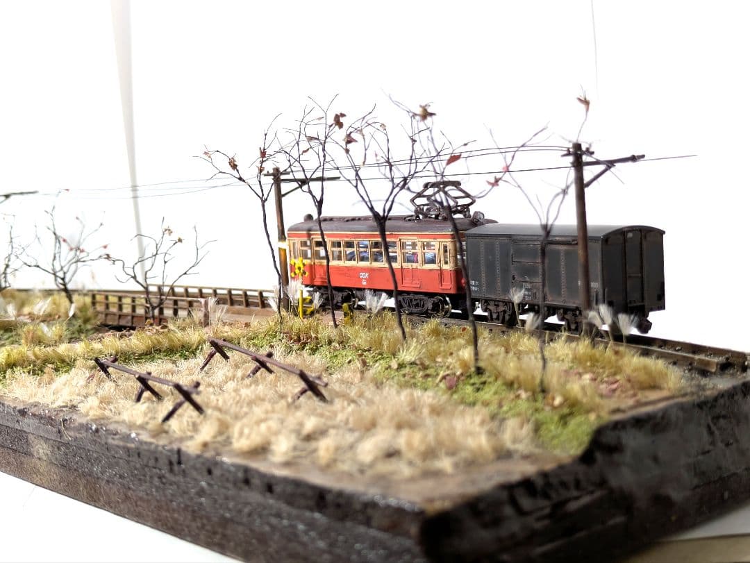 林*和様 Nゲージ・ジオラマ【貨車を繋いだ地鉄電車・秋】※車両付き