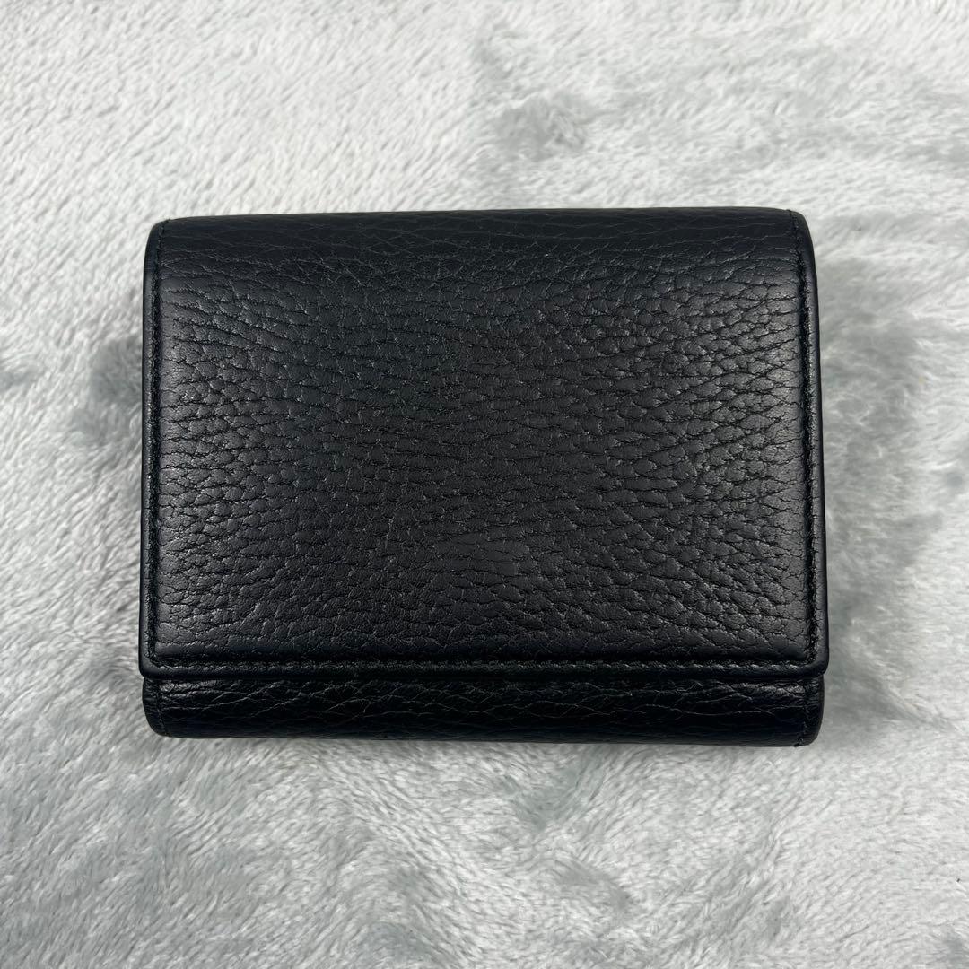 Gucci グッチ 3つ折り財布 GG マーモント レザー 黒 ブラック