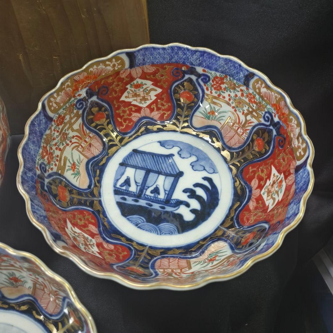 古伊万里 錦手 金彩ミッツ組大鉢 薄手 江戸古美術 骨董 旧家蔵出し美品