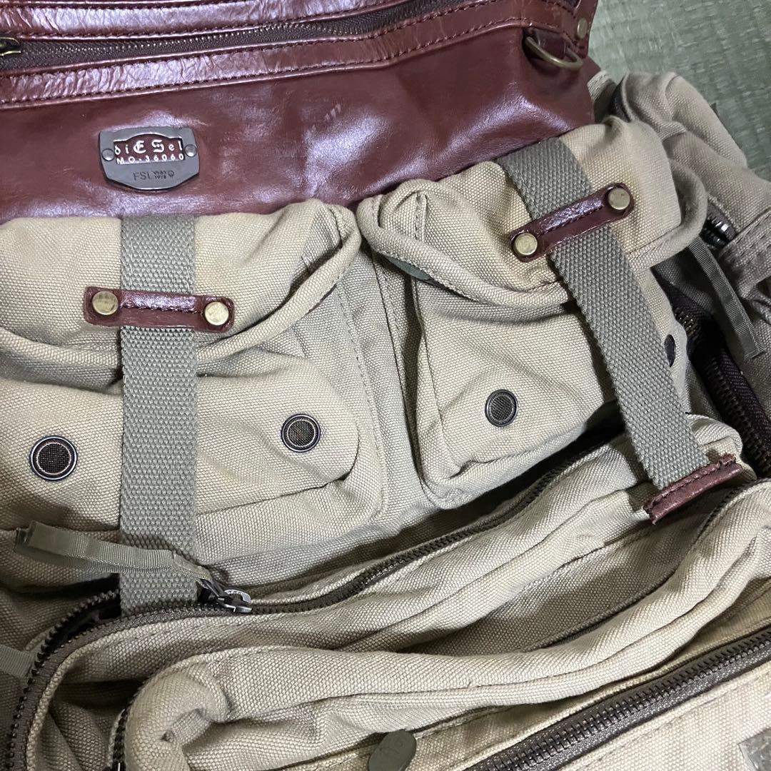 H*E様 【極希少】DIESEL キャリーバッグ レザー 迷彩 ミリタリー