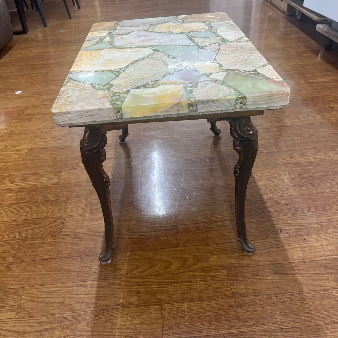 アンティーク イタリア オニキス コーヒーテーブル 大理石 天然石 タイルトップ