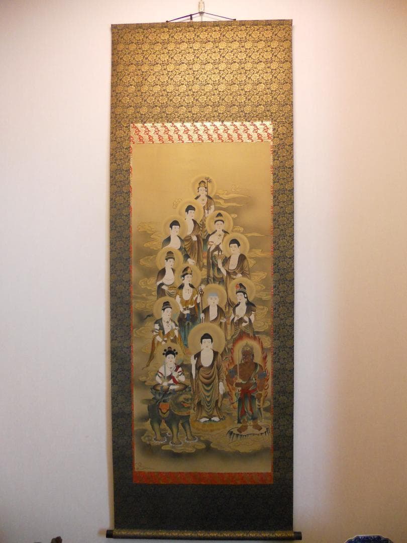 掛け軸 十三佛 森田白峰 絹本 希少 軸装 掛軸 美品 です。