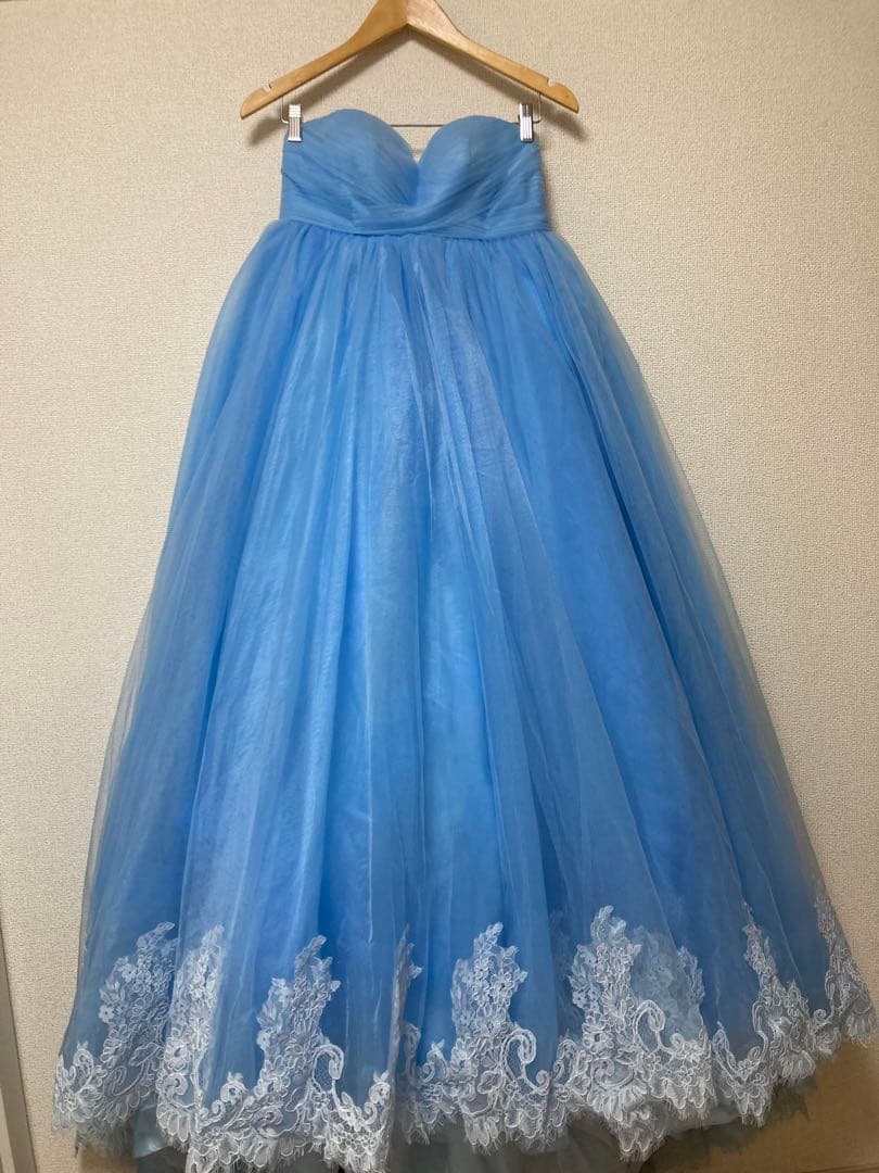 カラードレス　水色　マタニティ　ウエディング