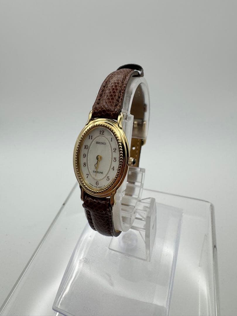 【美品】SEIKOセイコーExcelineエクセリーヌオーバル型ゴールドカラー