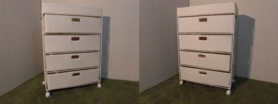 【送料無料・新品】ラタン風★サニタリー★ワイドランドリーチェスト【ホワイト】