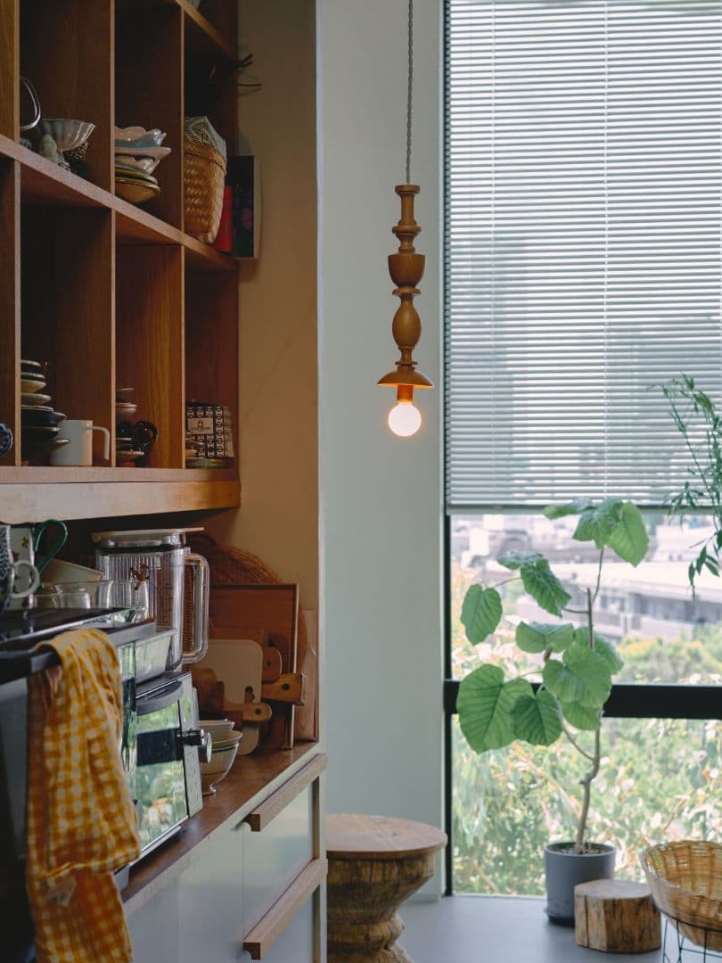 ★美品★オルネドフォイユ 木製ペンダントライト 1個（白コード）