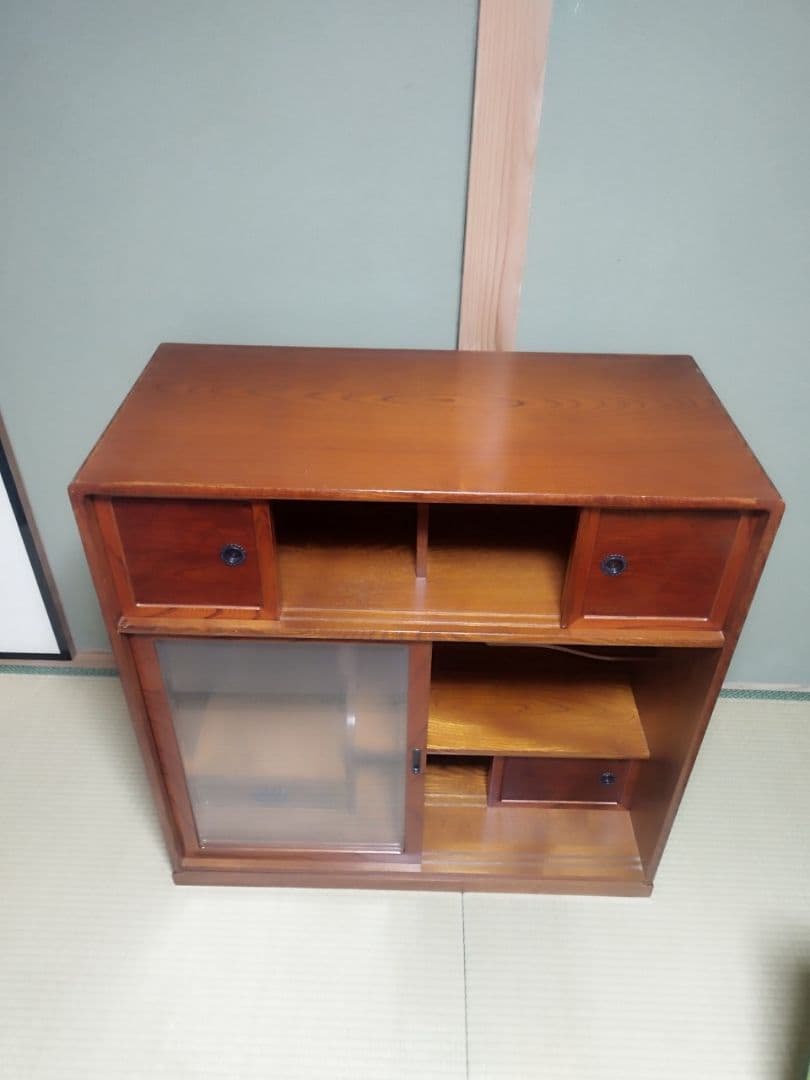 茶箪笥/昭和レトロ/ガラス扉付き/食器棚/棚/和風家具/キャビネット/チェスト
