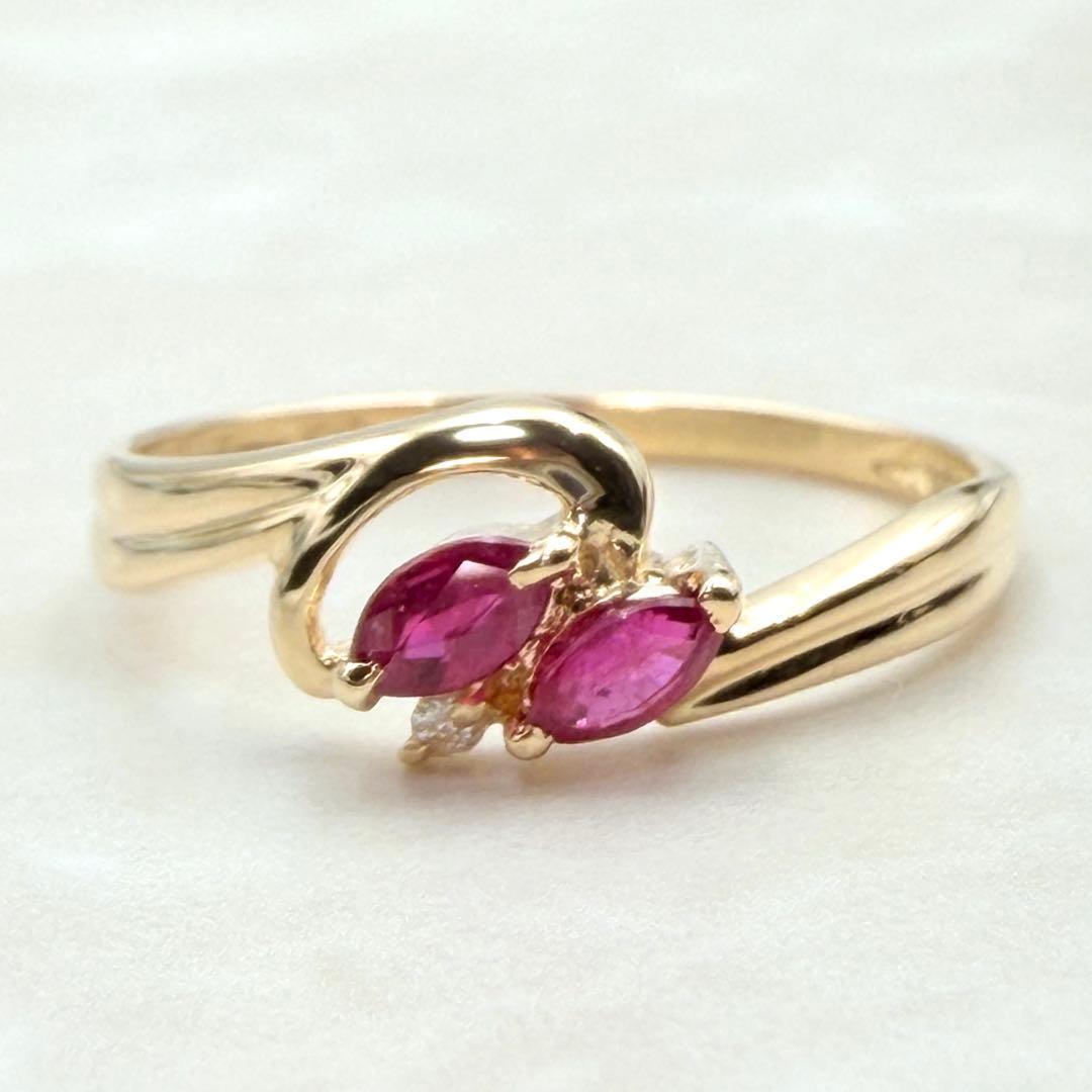 未使用　 K18 ルビー 指輪 リング ダイヤモンド イエローゴールド　希少