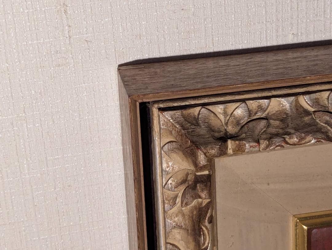 【真作】絵画　油彩4号　情熱の赤に咲く花束　力強いマチエールの一枚　Y101