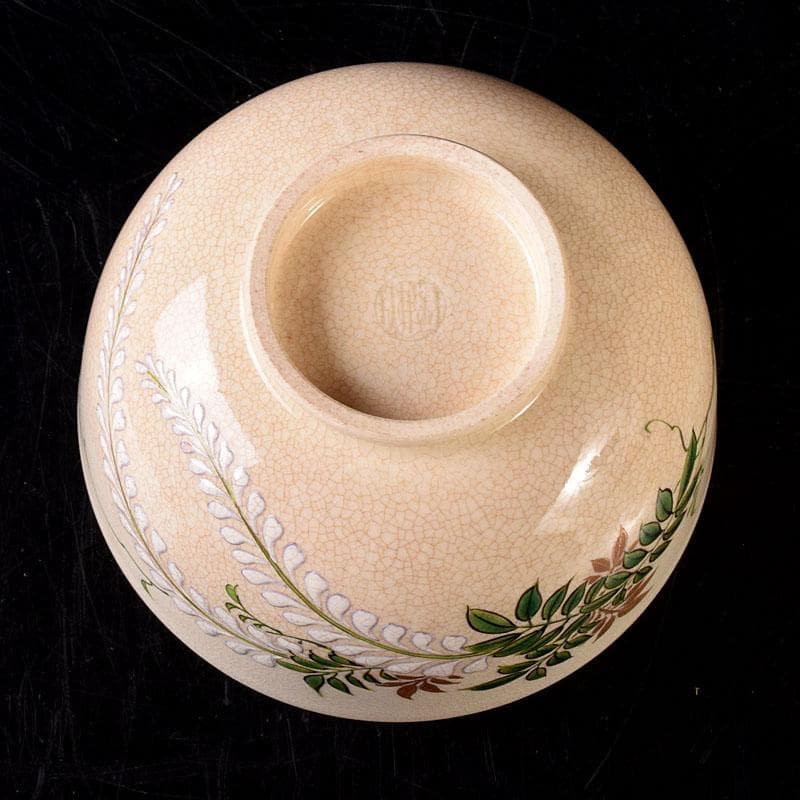 茶道具　京焼　伊東陶山造　色絵　藤模様　茶碗　共布共箱　V　R8118