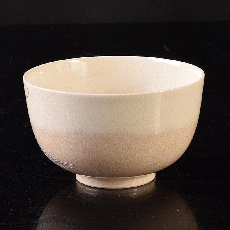 茶道具　京焼　伊東陶山造　色絵　藤模様　茶碗　共布共箱　V　R8118