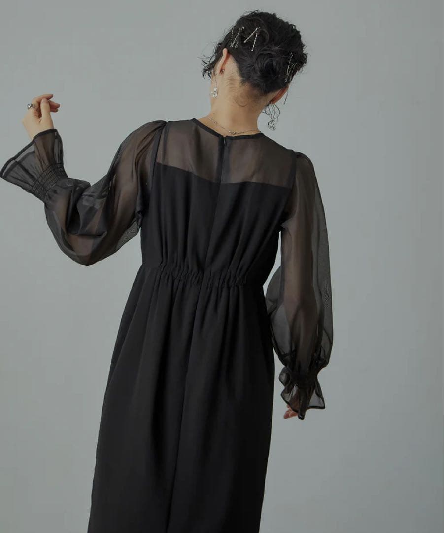 【niana】《美品》ビスチェ風ボリュームスリーブシフォンドレス