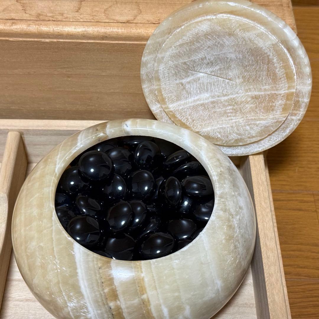 【希少】大理石 碁笥 囲碁 碁石 瑪瑙 メノウ セット めのう